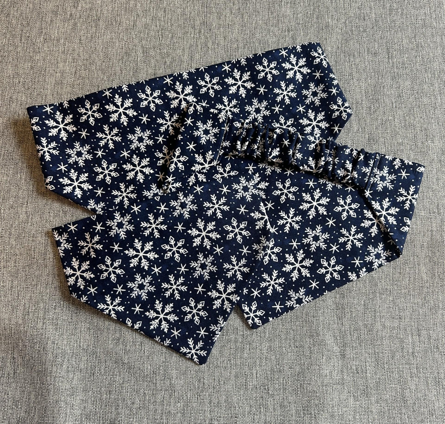 Blue Snowflake Scrunchie Dog Bandana, Winter Pet Accessories