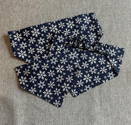 Blue Snowflake Scrunchie Dog Bandana, Winter Pet Accessories
