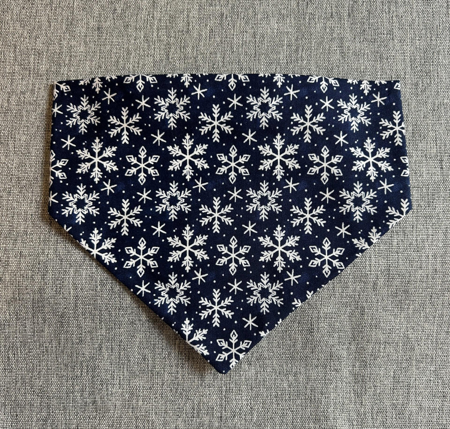 Blue Snowflake Scrunchie Dog Bandana, Winter Pet Accessories