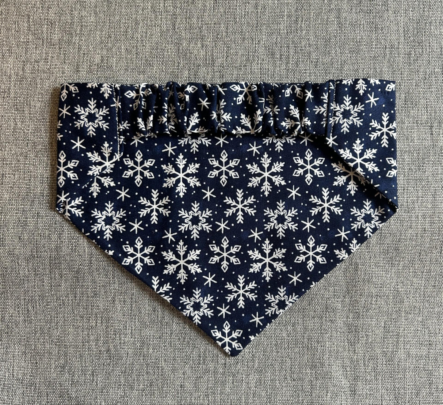 Blue Snowflake Scrunchie Dog Bandana, Winter Pet Accessories