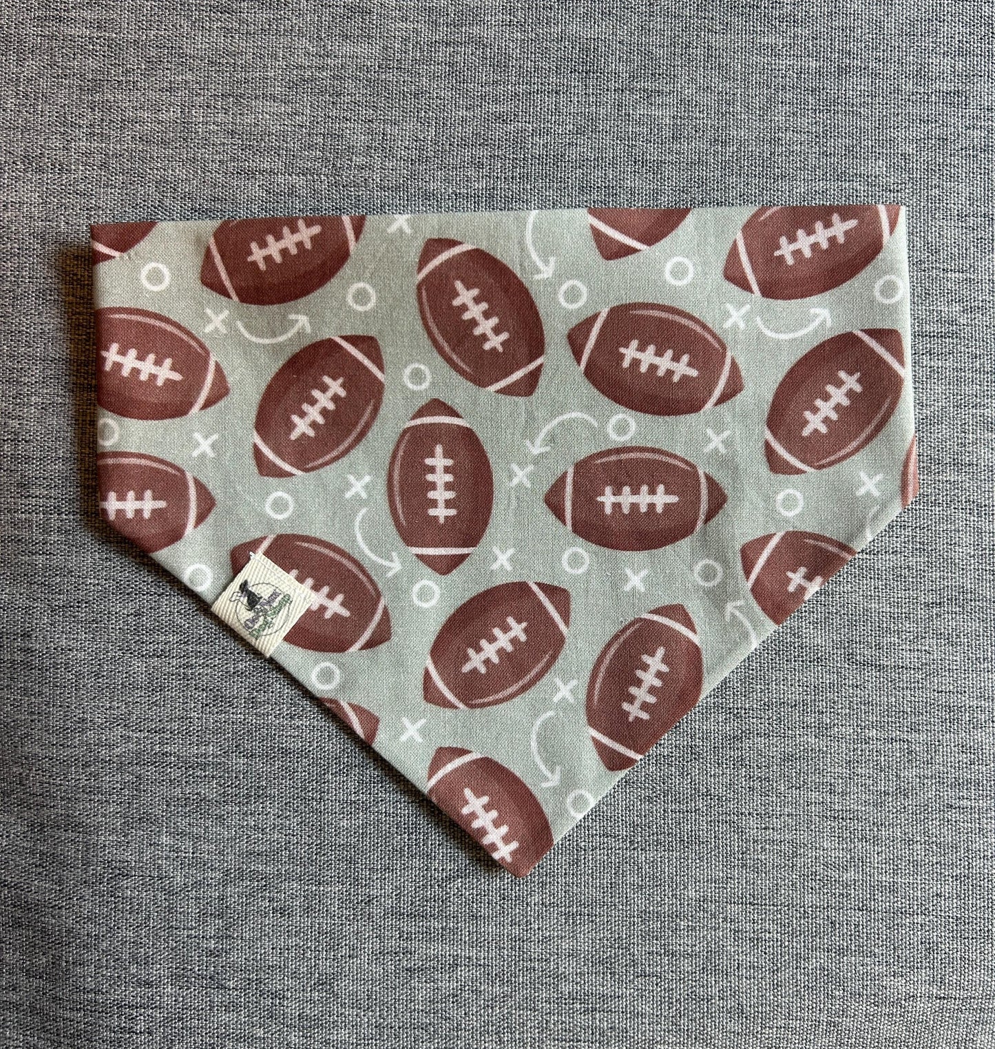 Green Football Scrunchie Dog Bandana, Fall Pet Accessories