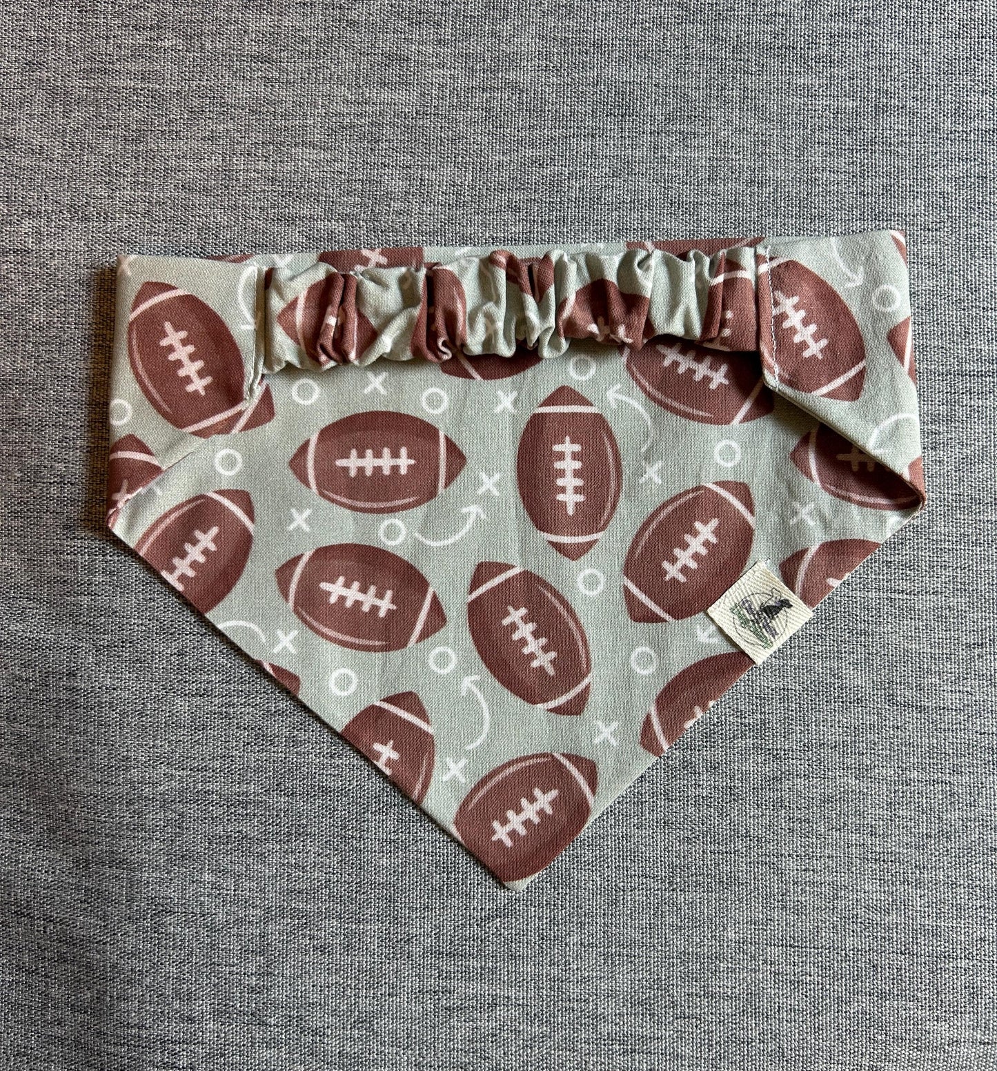 Green Football Scrunchie Dog Bandana, Fall Pet Accessories