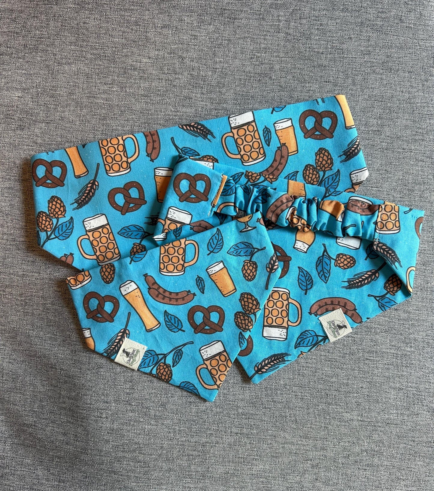 Oktoberfest Scrunchie Dog Bandana, Beers and Brats Bandana