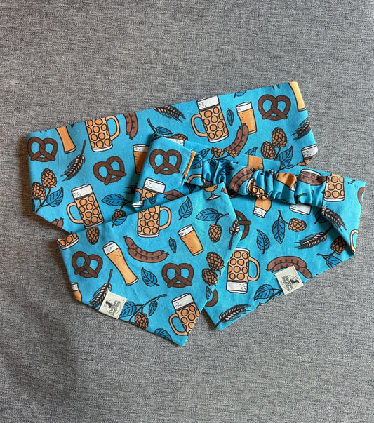 Oktoberfest Scrunchie Dog Bandana, Beers and Brats Bandana