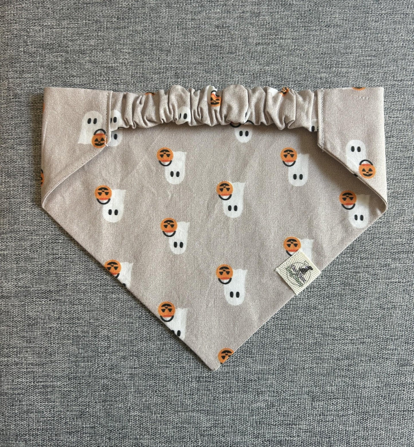 Ghost Trick Or Treat Scrunchie Dog Bandana, Halloween Pet Accessories, Fall Bandanas