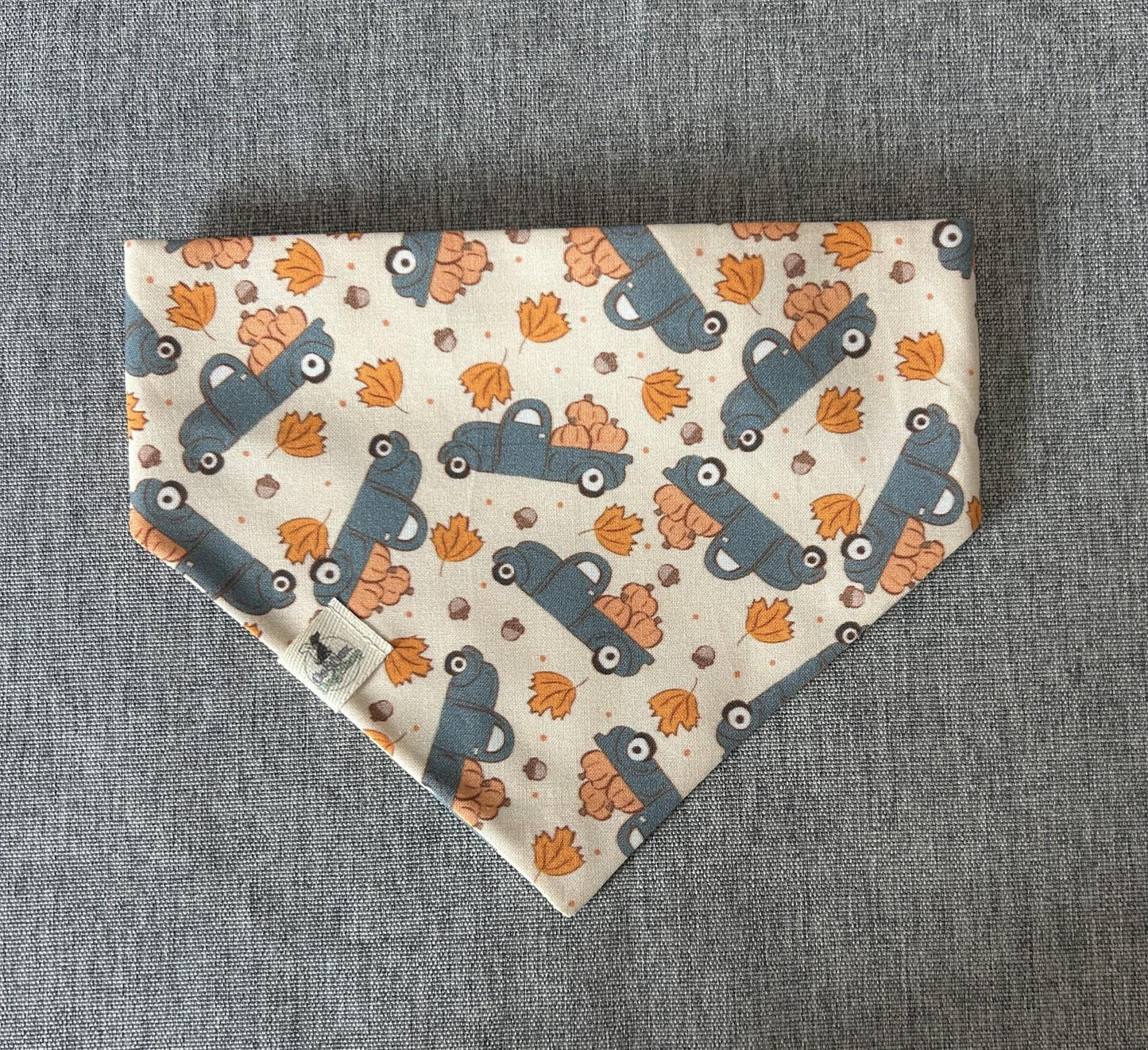 Fall Trucks and Pumpkins Scrunchie Dog Bandana, Fall Pet Accessories