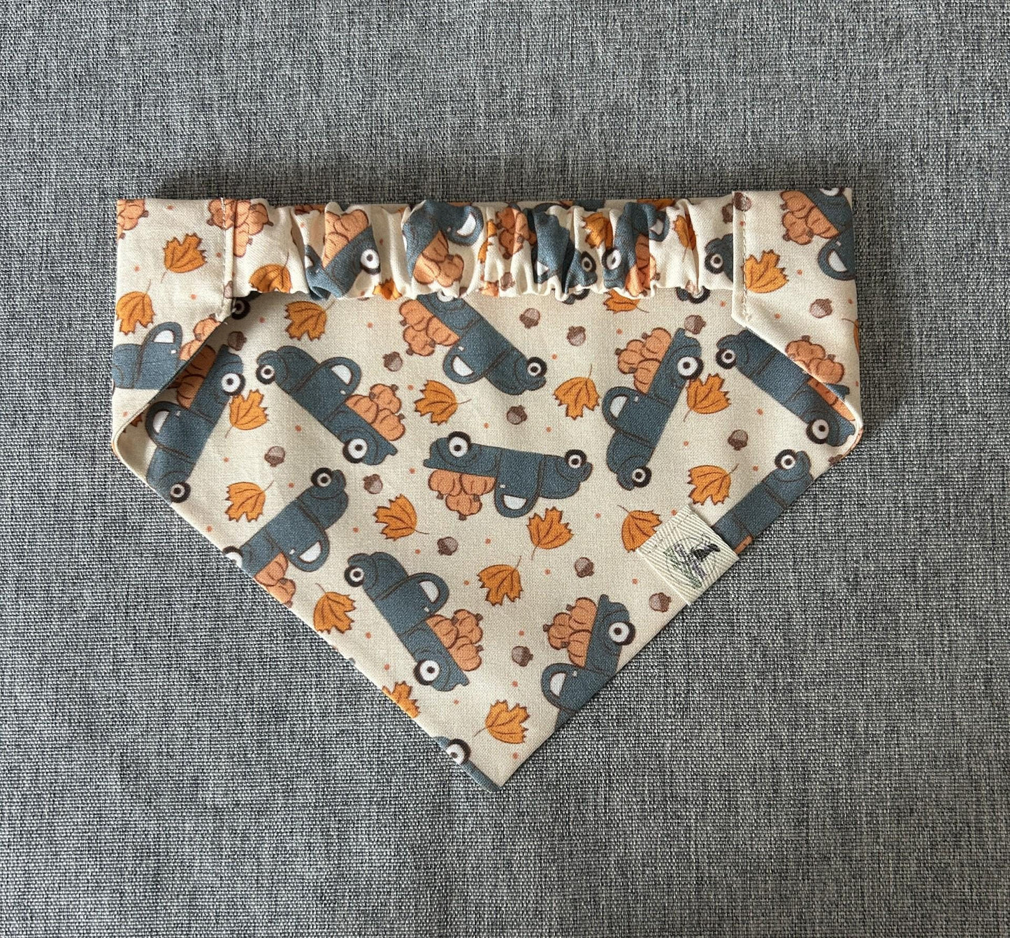 Fall Trucks and Pumpkins Scrunchie Dog Bandana, Fall Pet Accessories