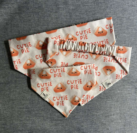 Cutie Pie Scrunchie Dog Bandana, Thanksgiving Day Bandana, Holiday Pet Accessories