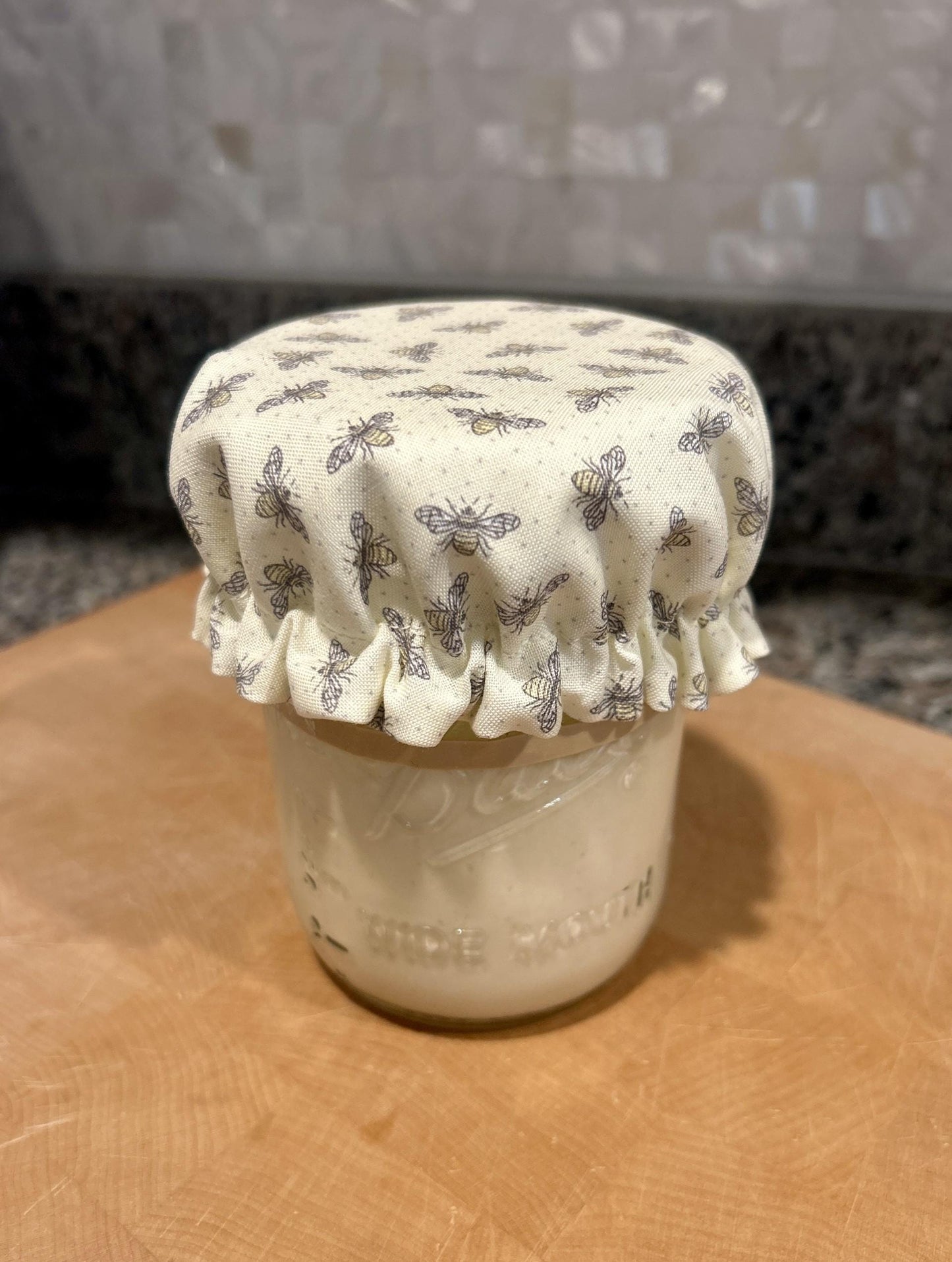 Sourdough Starter Jar Cover, Matching Set Bowl and Jar Bonnet