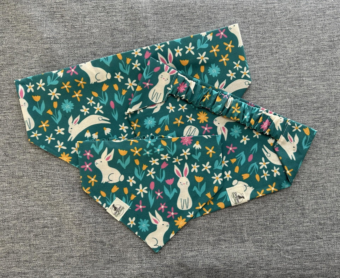 Springtime Bunny Scrunchie Dog Bandana, Easter Pet accessories