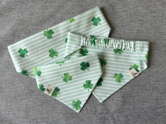 Shamrock Stripes Scrunchie Dog Bandana, St. Patrick's Day Pet Accessories