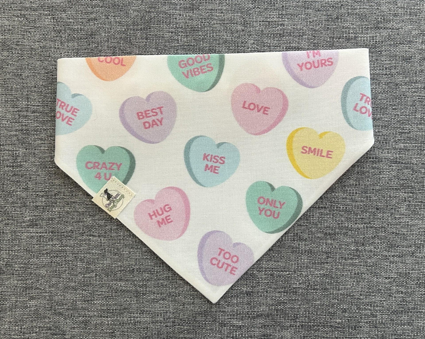 Conversation Hearts Scrunchie Dog Bandana, Valentine's Day Pet Accessories