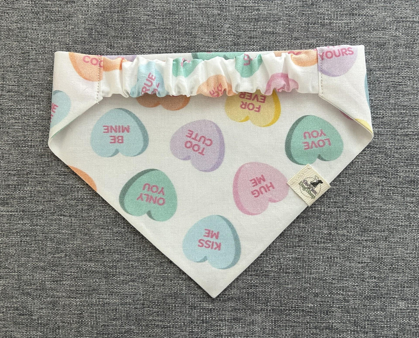 Conversation Hearts Scrunchie Dog Bandana, Valentine's Day Pet Accessories