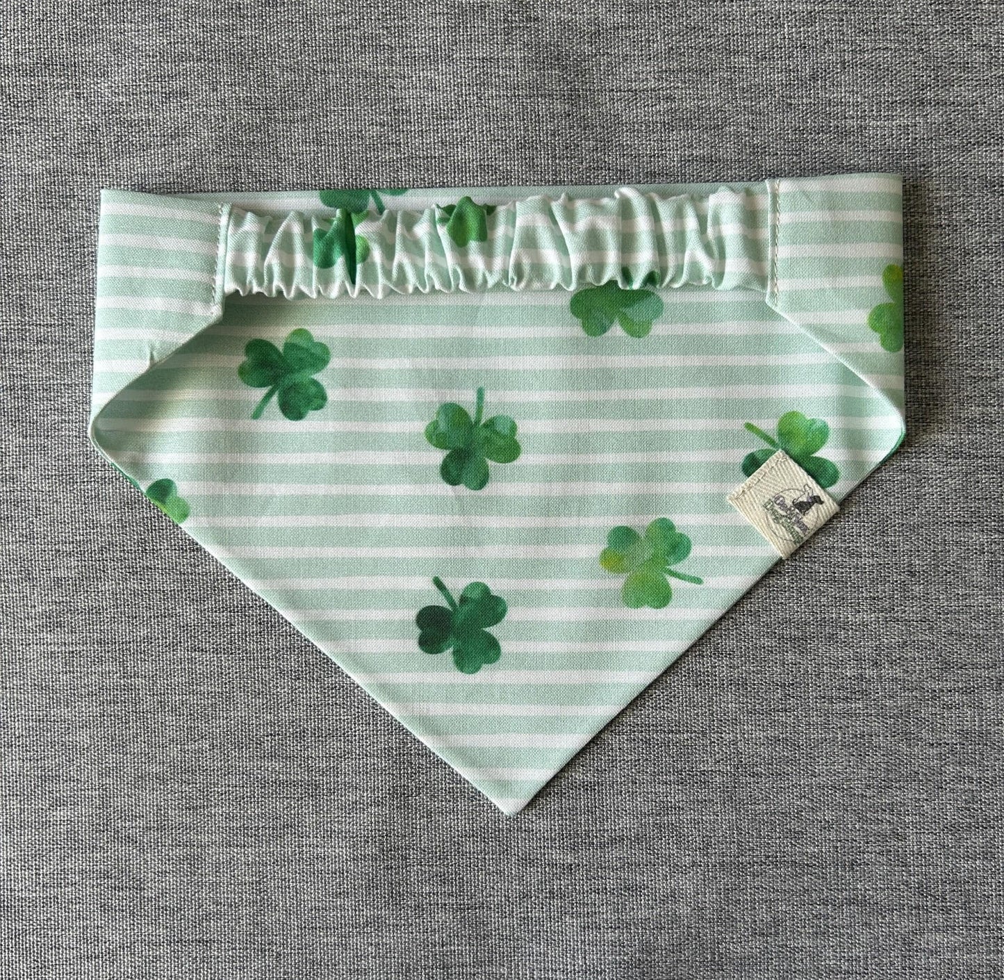 Shamrock Stripes Scrunchie Dog Bandana, St. Patrick's Day Pet Accessories