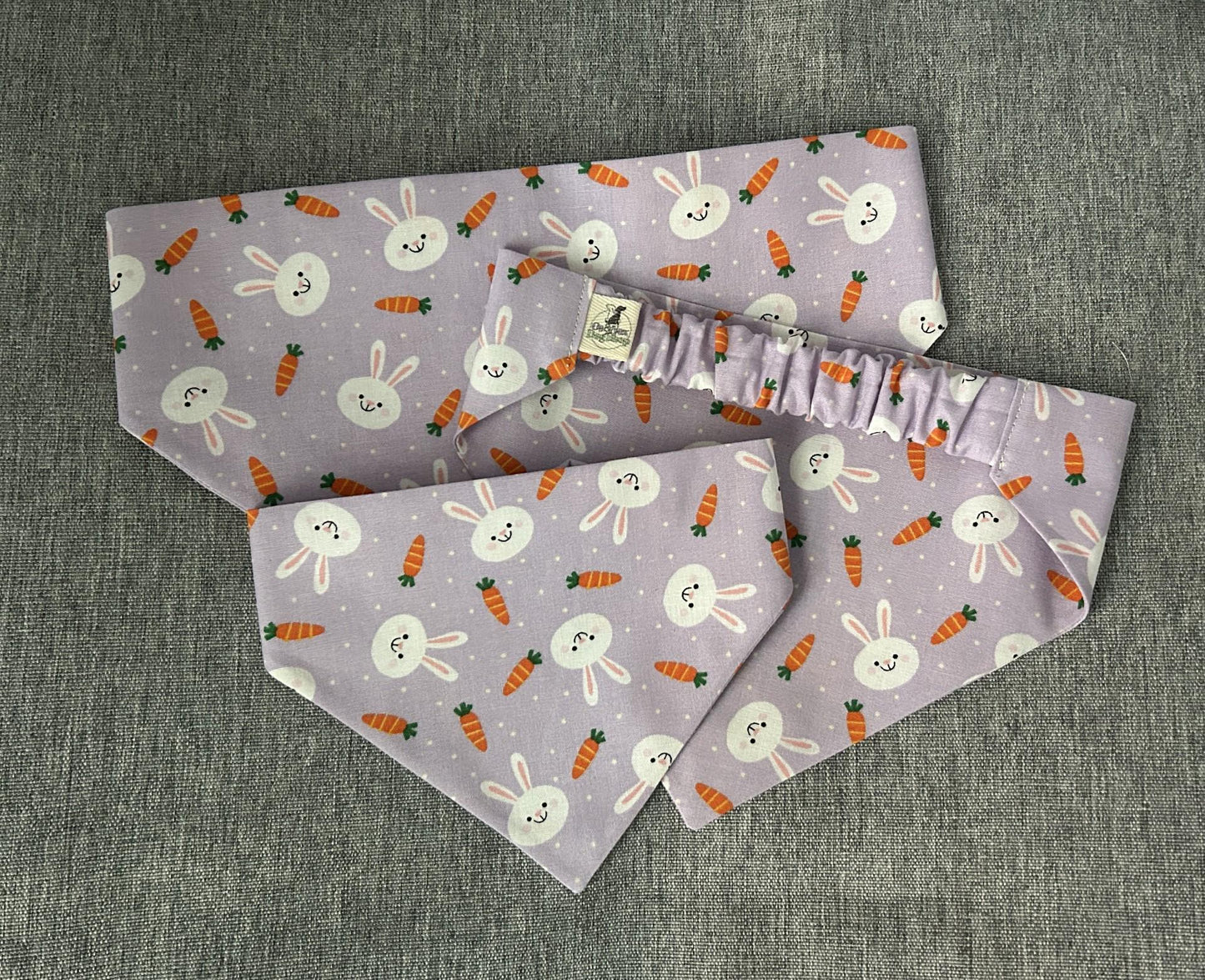 Easter Bunny & Carrot Scrunchie Dog Bandana, Spring Pet Accessories