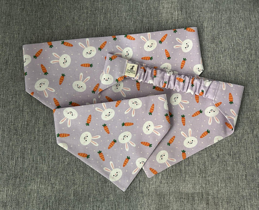 Easter Bunny & Carrot Scrunchie Dog Bandana, Spring Pet Accessories