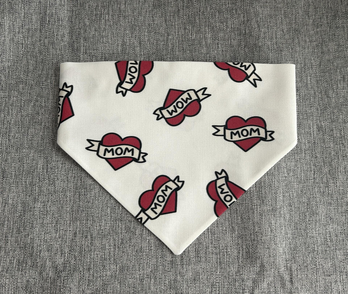 Mom Heart Scrunchie Dog Bandana, Mother's Day, Valentine's Day Pet Accessories