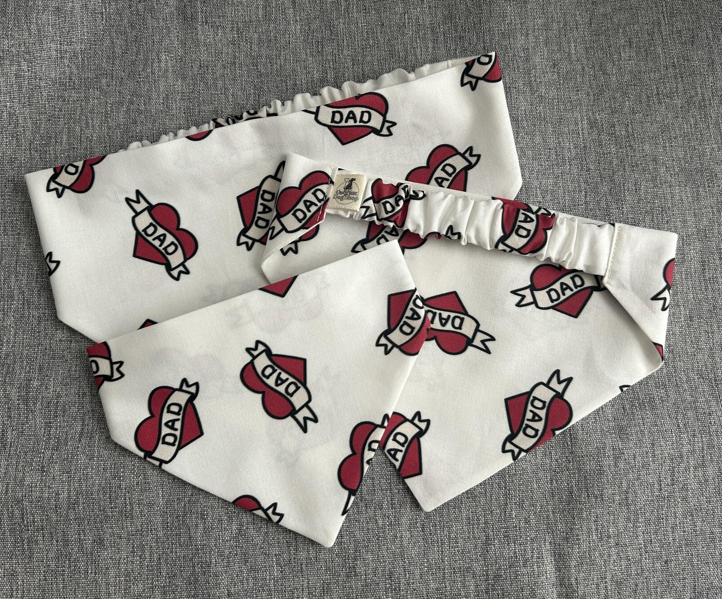 Dad Heart Scrunchie Dog Bandana, Valentine's Day Pet Accessories, Father's Day