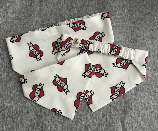 Dad Heart Scrunchie Dog Bandana, Valentine's Day Pet Accessories, Father's Day