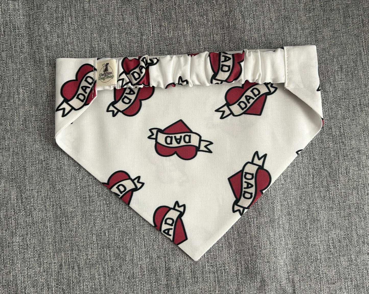 Dad Heart Scrunchie Dog Bandana, Valentine's Day Pet Accessories, Father's Day