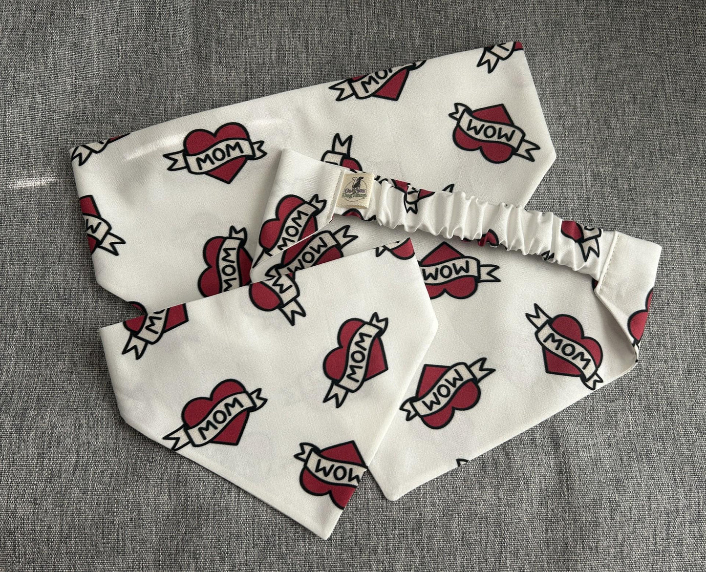 Mom Heart Scrunchie Dog Bandana, Mother's Day, Valentine's Day Pet Accessories