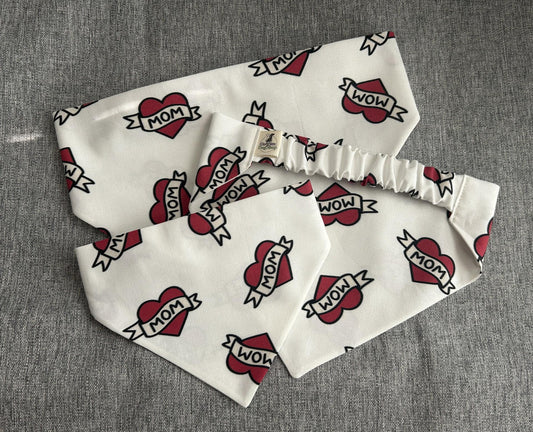 Mom Heart Scrunchie Dog Bandana, Mother's Day, Valentine's Day Pet Accessories