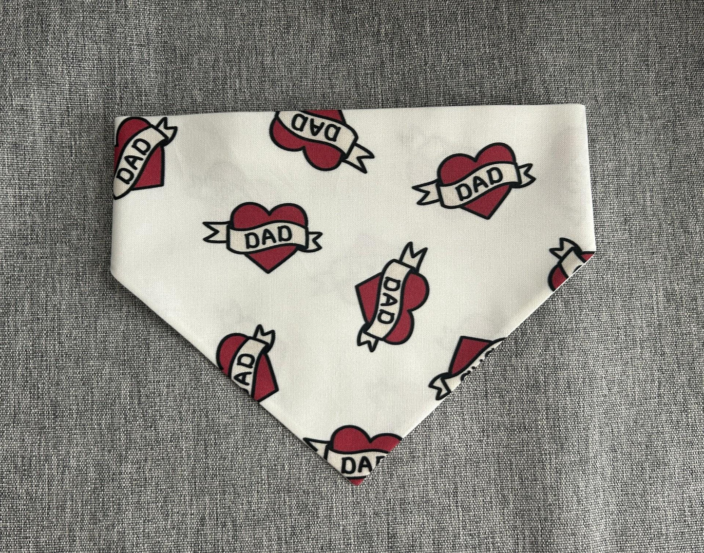 Dad Heart Scrunchie Dog Bandana, Valentine's Day Pet Accessories, Father's Day