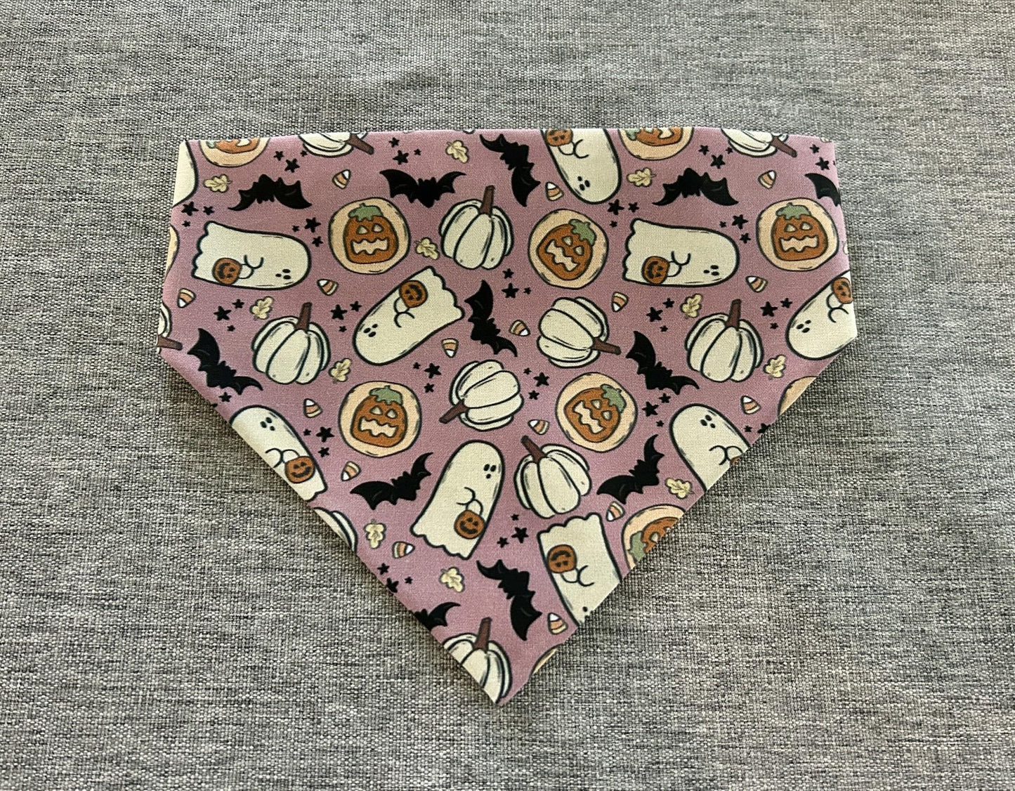 Purple Trick or Treat Dog Bandana, Halloween Fall Pet Accessories