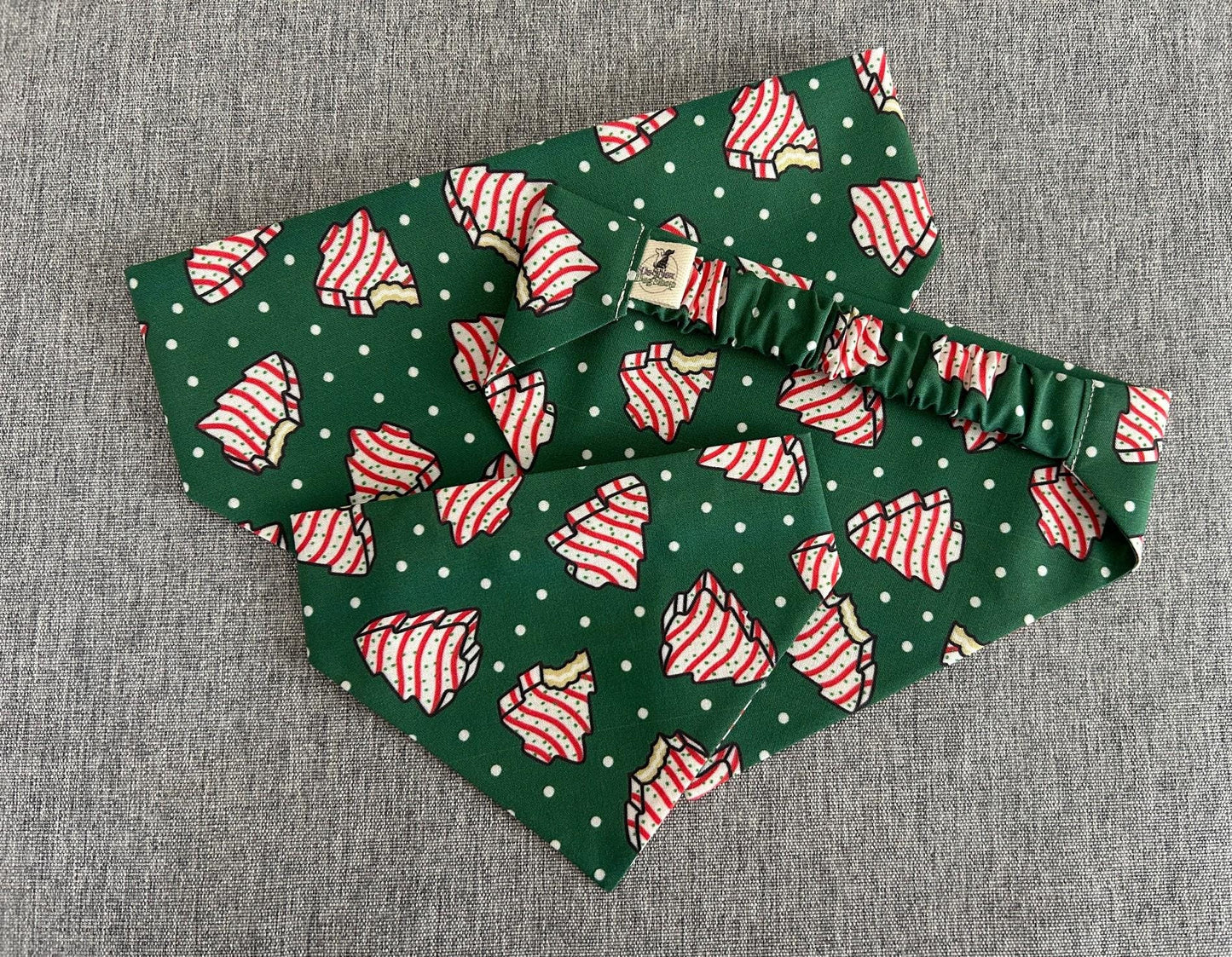 Christmas Tree Cake Scrunchie Dog Bandana, Holiday Pet Accessories