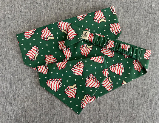 Christmas Tree Cake Scrunchie Dog Bandana, Holiday Pet Accessories