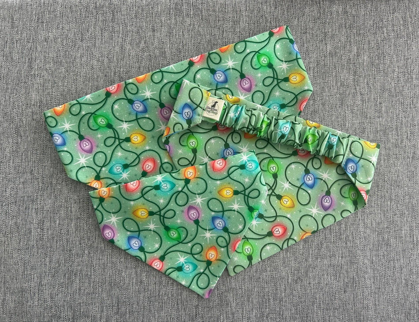 Christmas Lights Scrunchie Dog Bandana, Holiday Pet Accessories