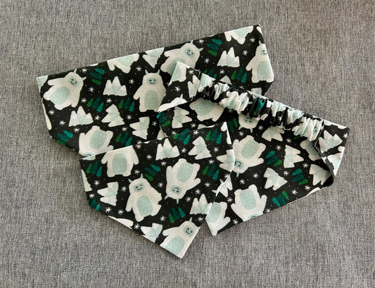 Yeti Snowman Scrunchie Dog Bandana, Abominable Snowman, Winter Pet Accessories