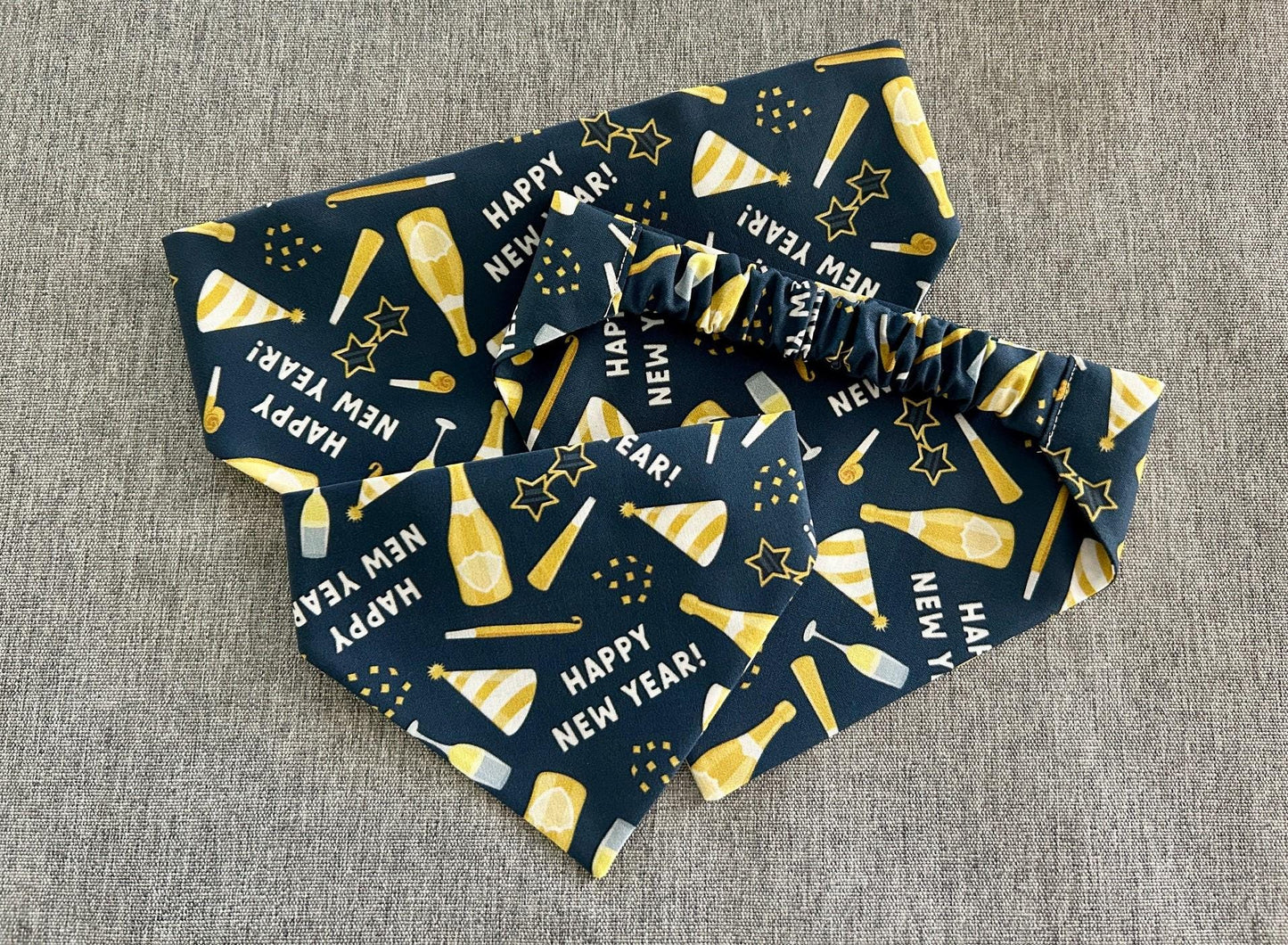 Happy New Year Scrunchie Dog Bandana, New Years Pet Accessories