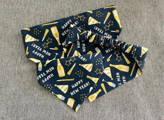Happy New Year Scrunchie Dog Bandana, New Years Pet Accessories