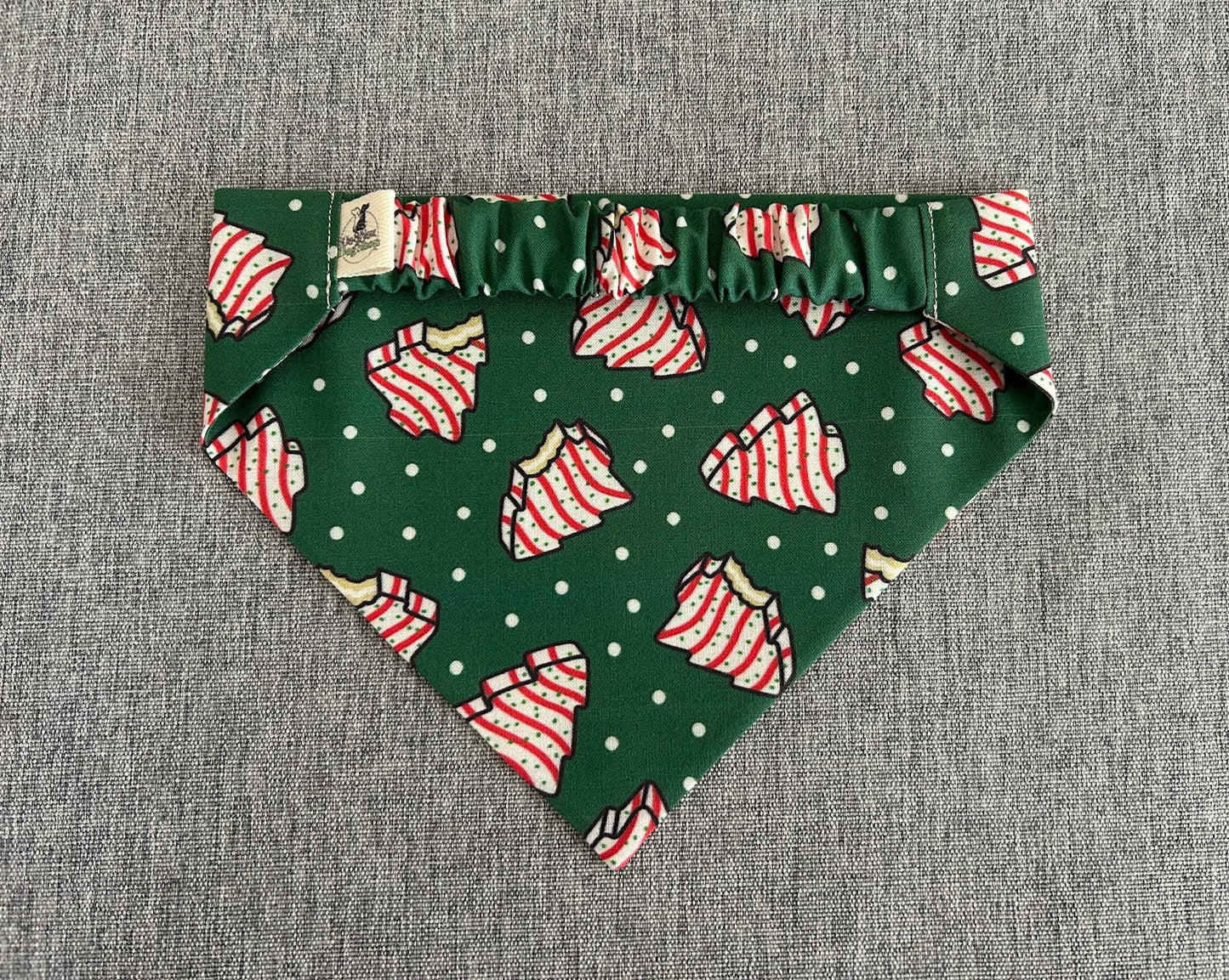 Christmas Tree Cake Scrunchie Dog Bandana, Holiday Pet Accessories