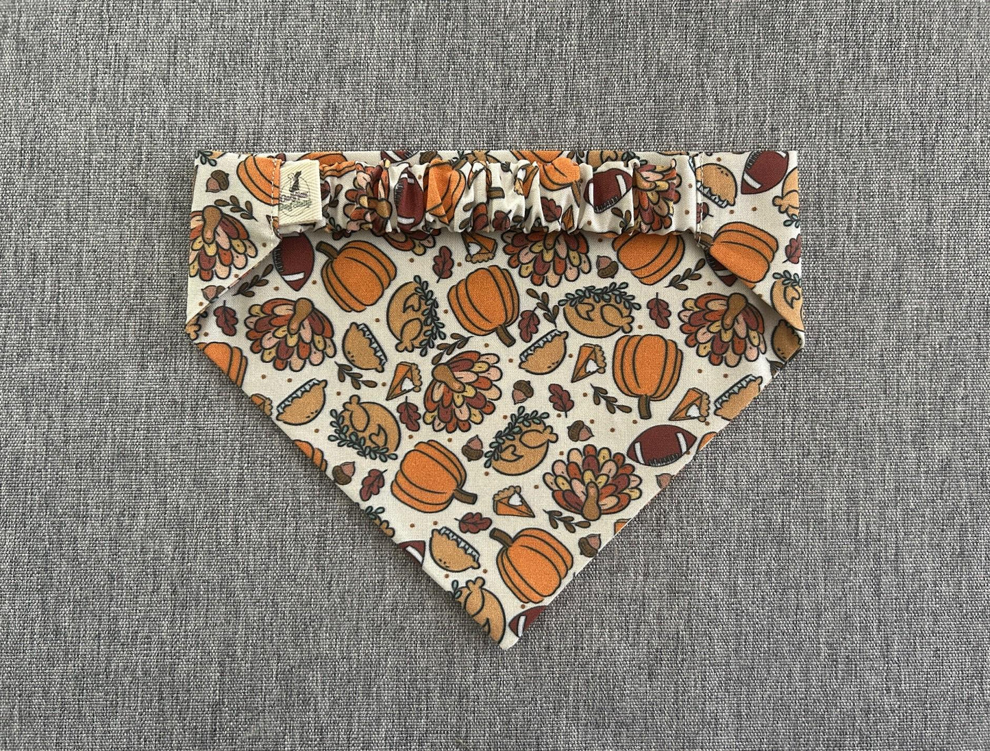 Thanksgiving Scrunchie Dog Bandana, Turkey Day bandana, Fall pet accessories