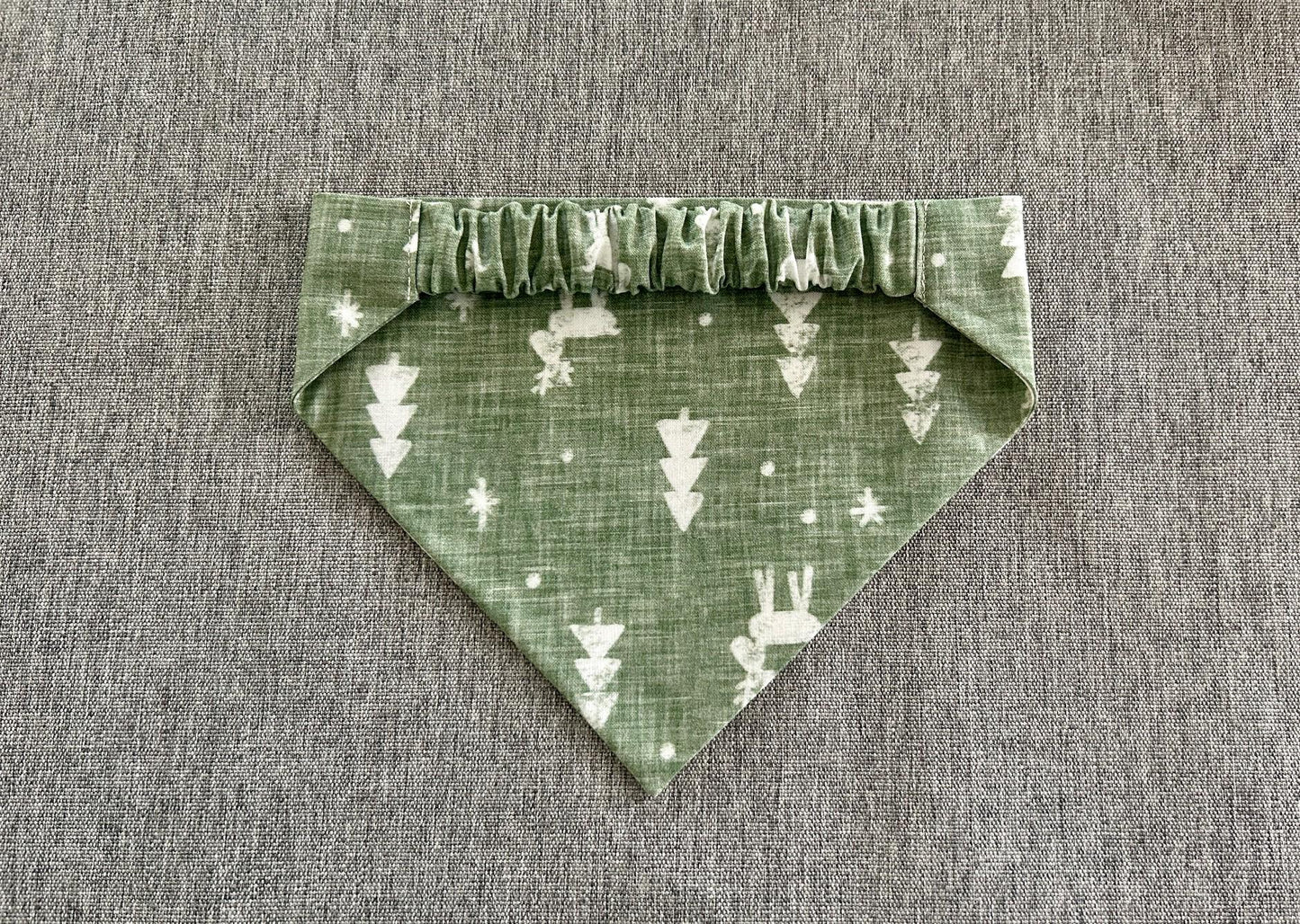 Rustic Reindeer Scrunchie Dog Bandana, Holiday Pet Accessories