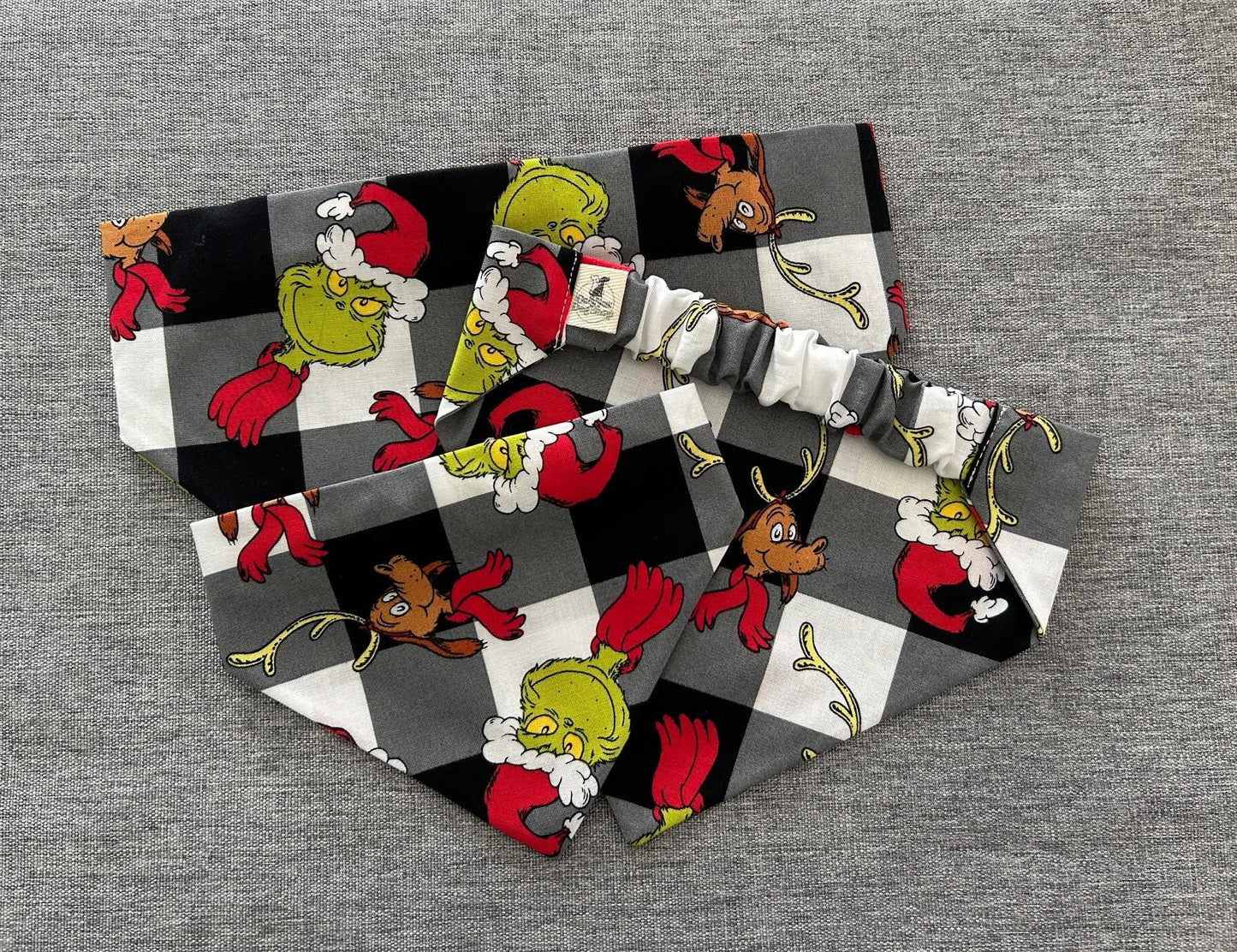 Grinchmas Scrunchie Dog Bandana, Christmas Pet Accessories
