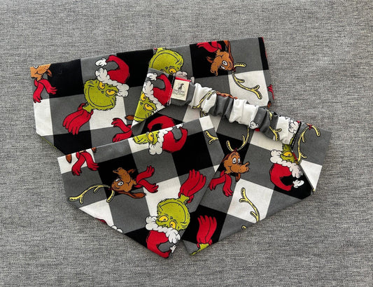 Grinchmas Scrunchie Dog Bandana, Christmas Pet Accessories
