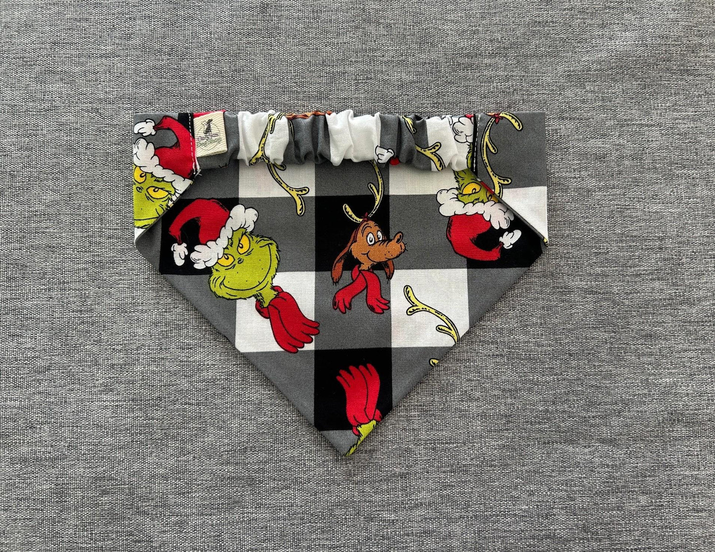 Grinchmas Scrunchie Dog Bandana, Christmas Pet Accessories