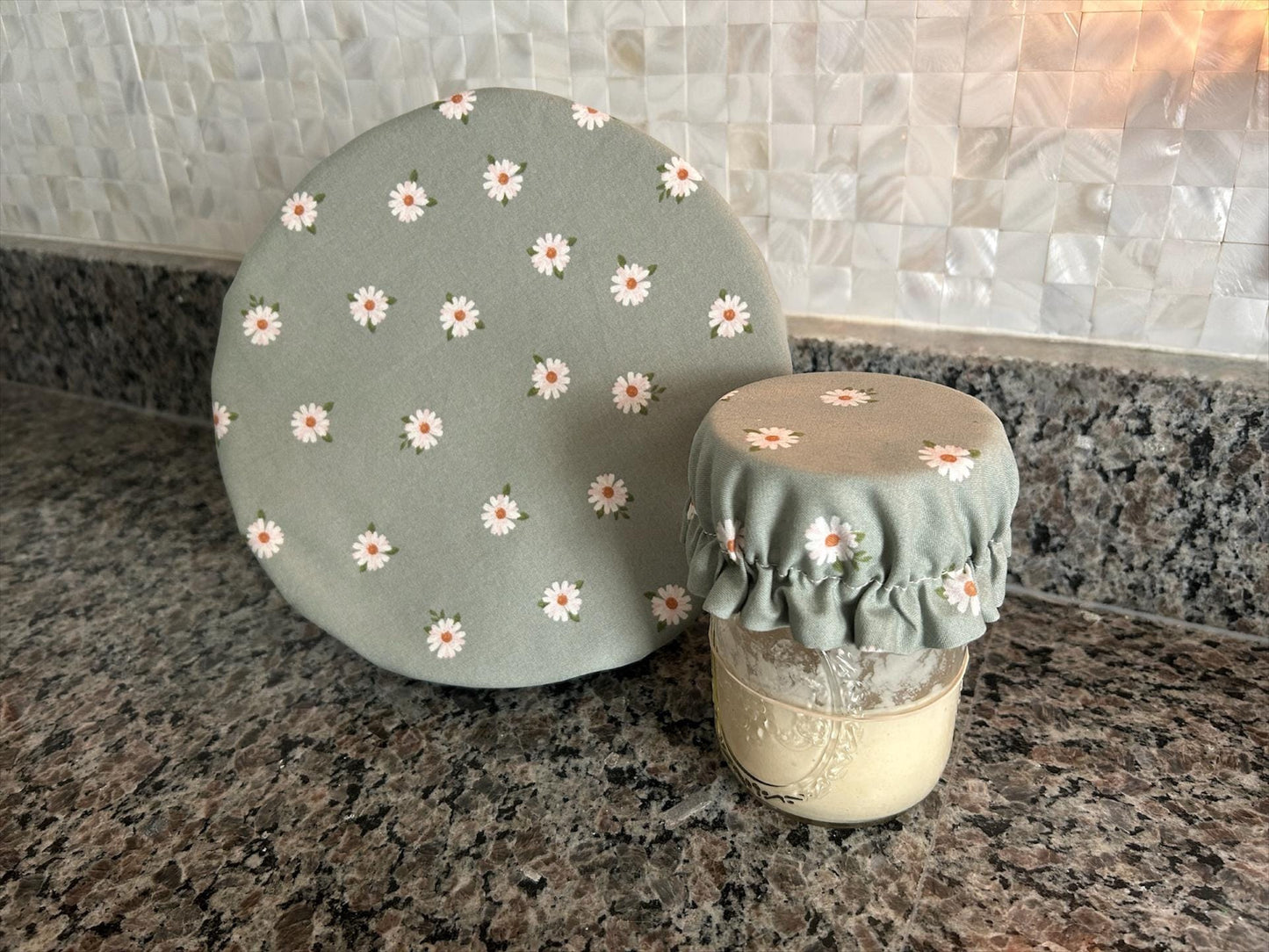 Sourdough Starter Jar Cover, Matching Set Bowl and Jar Bonnet