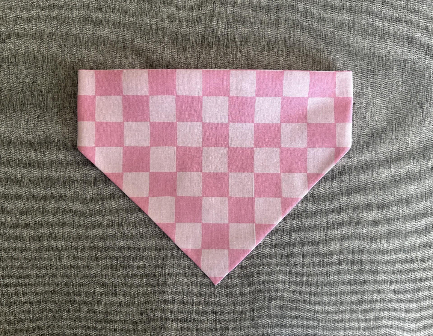 Pink Checkered Scrunchie Dog Bandana, Valentine's Day Pet Accessories