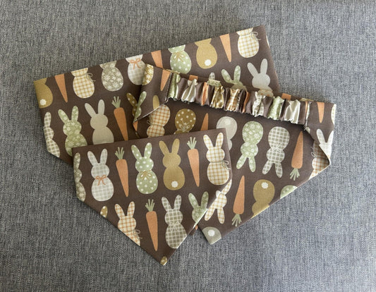 Rustic Easter Bunny Scrunchie Dog Bandana, Easter Pet Accessories