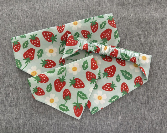 Strawberry Scrunchie Dog Bandana, Summer Pet Accessories, Cottage Core Bandanas