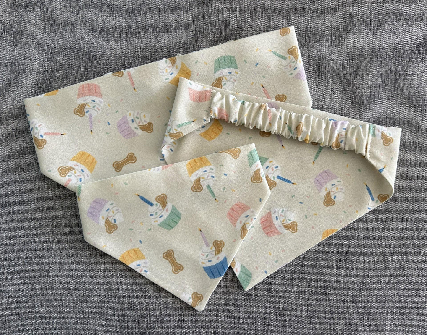 Birthday/Gotcha Day, Pup Cake Scrunchie Dog Bandana, Celebration Pet Accessories
