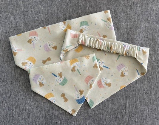 Birthday/Gotcha Day, Pup Cake Scrunchie Dog Bandana, Celebration Pet Accessories
