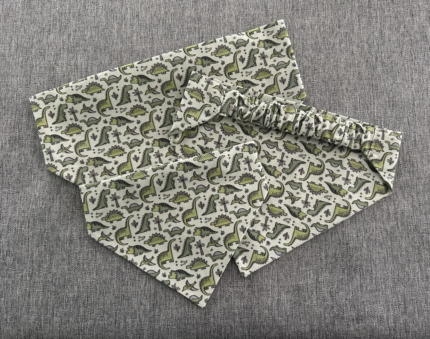Green Mini Dinosaurs Scrunchie Dog Bandana
