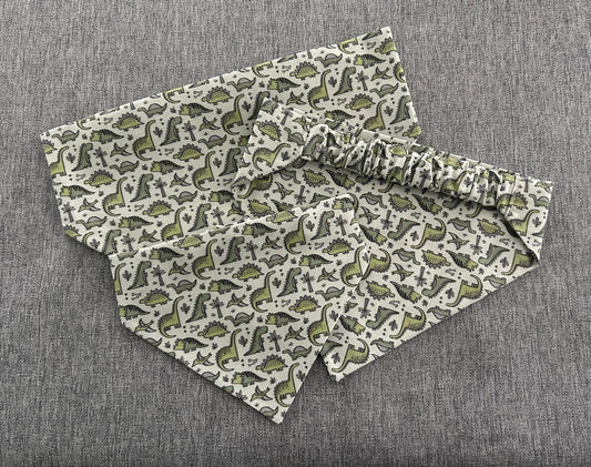 Green Mini Dinosaurs Scrunchie Dog Bandana