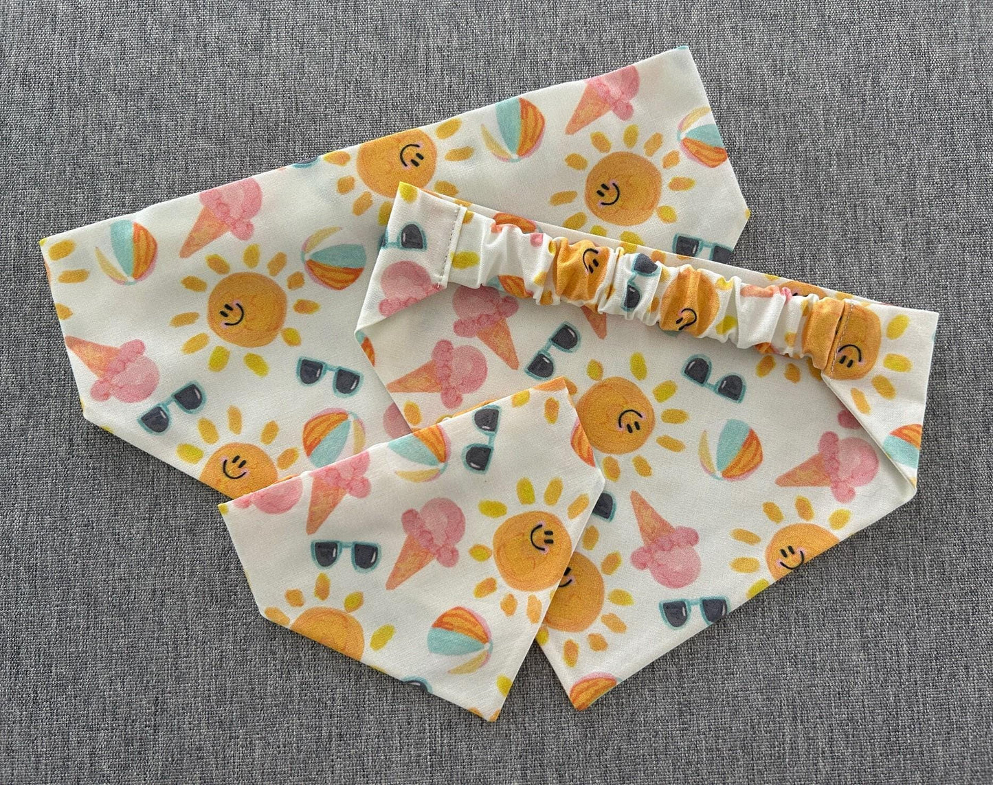Summertime Scrunchie Dog Bandana, Beach Pet Accessories