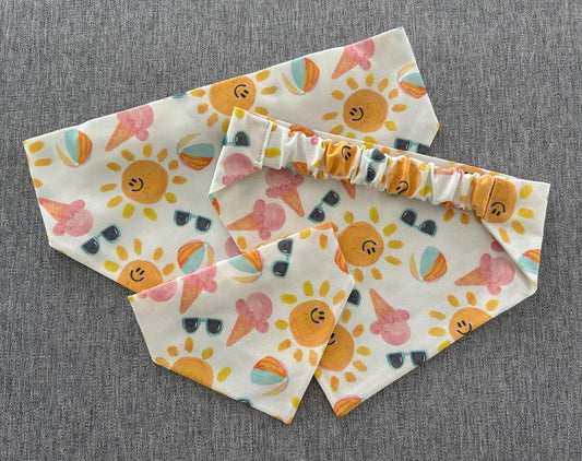 Summertime Scrunchie Dog Bandana, Beach Pet Accessories
